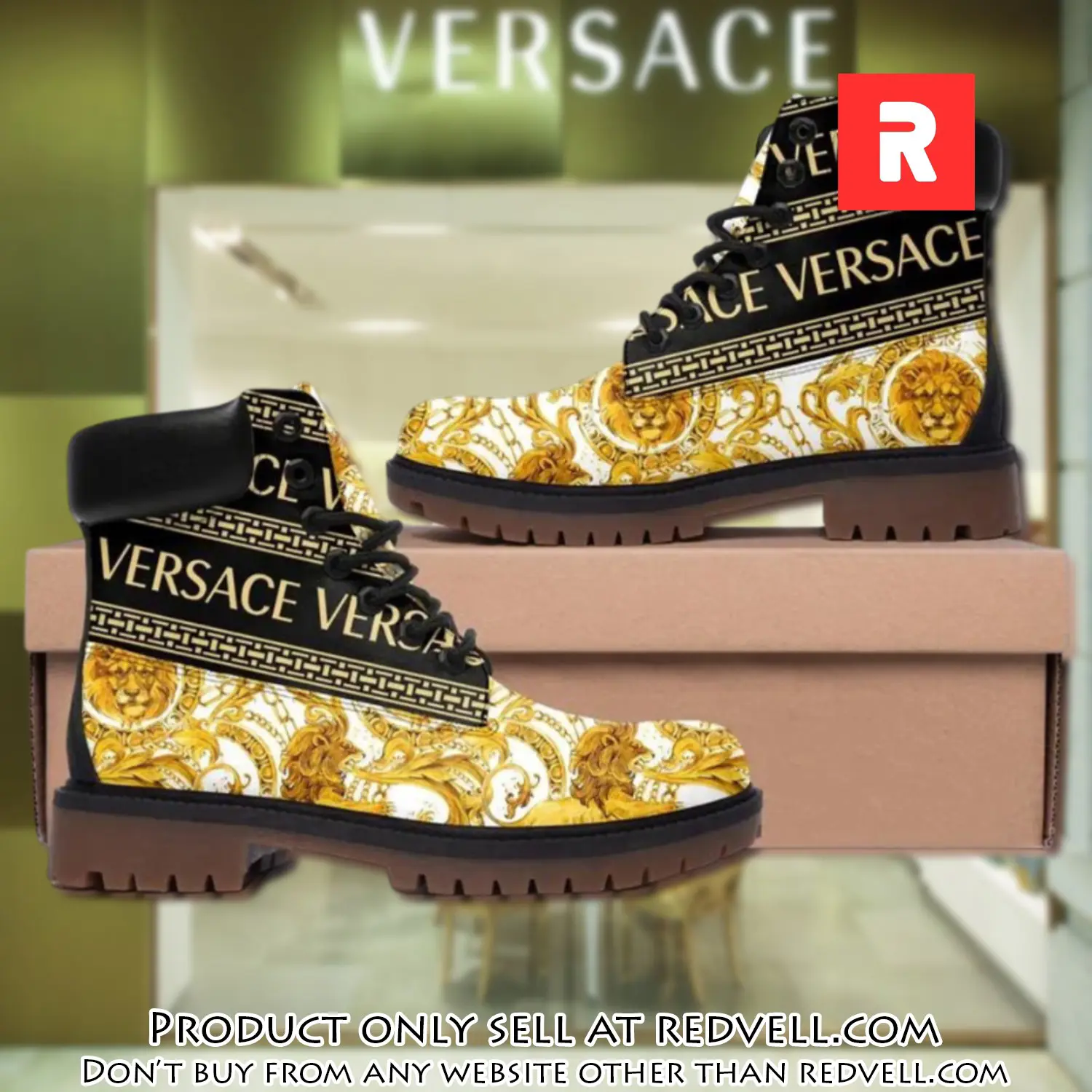 Gianni versace lion gold pattern luxury brand boots premium gifts for men women rv3950972